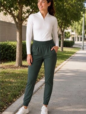 Old Navy Dark Green Elastic Waist Track Joggers Athletic Pants S/M